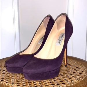 Jimmy Choo Suede Platform Heels Eggplant Purple